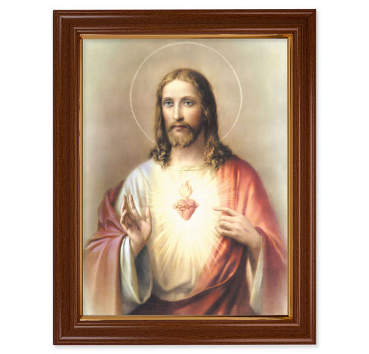 Sacred Heart of Jesus Walnut Finish Framed Art