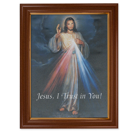 Divine Mercy Walnut Finish Framed Canvas Art