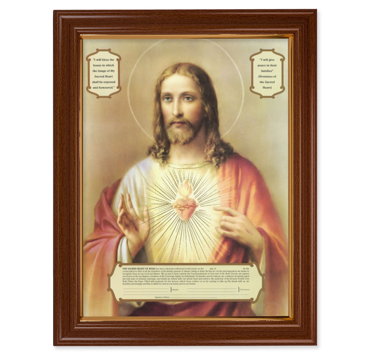 Sacred Heart of Jesus - Enthronement Walnut Finish Framed Art