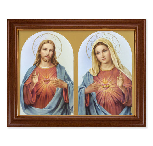 The Sacred Hearts Walnut Finish Framed Art