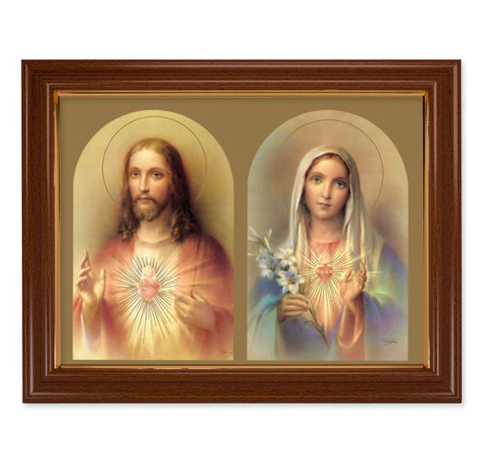 The Sacred Hearts Walnut Finish Framed Art