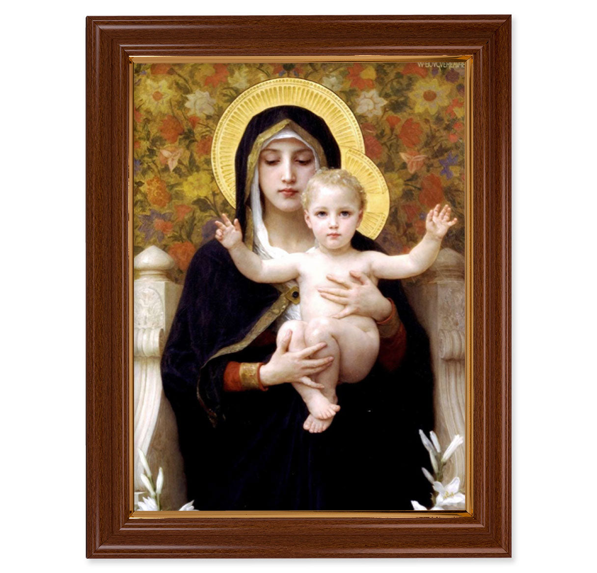 Madonna of the Lilies Walnut Finish Framed Art