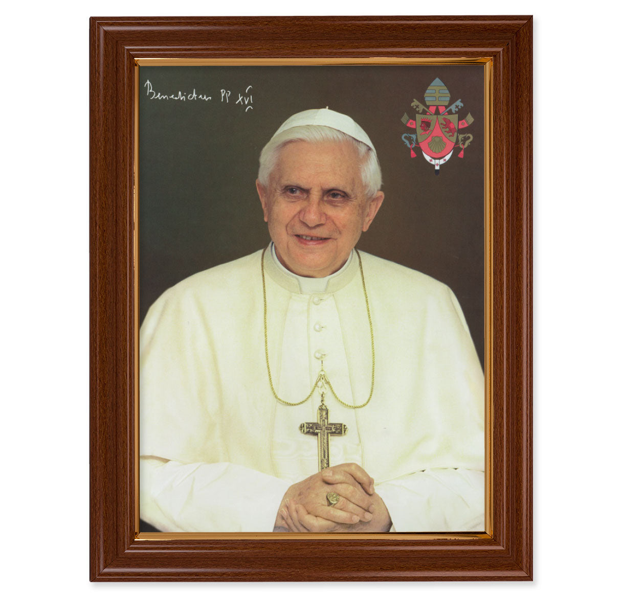 Pope Benedict XVI Walnut Finish Framed Art