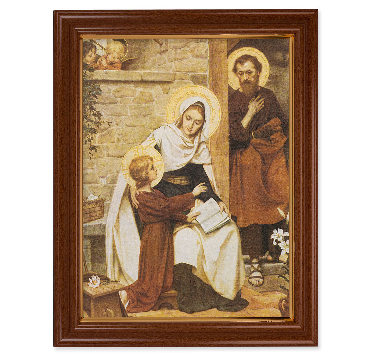 The Holy Family in Nazareth Walnut Finish Framed Art