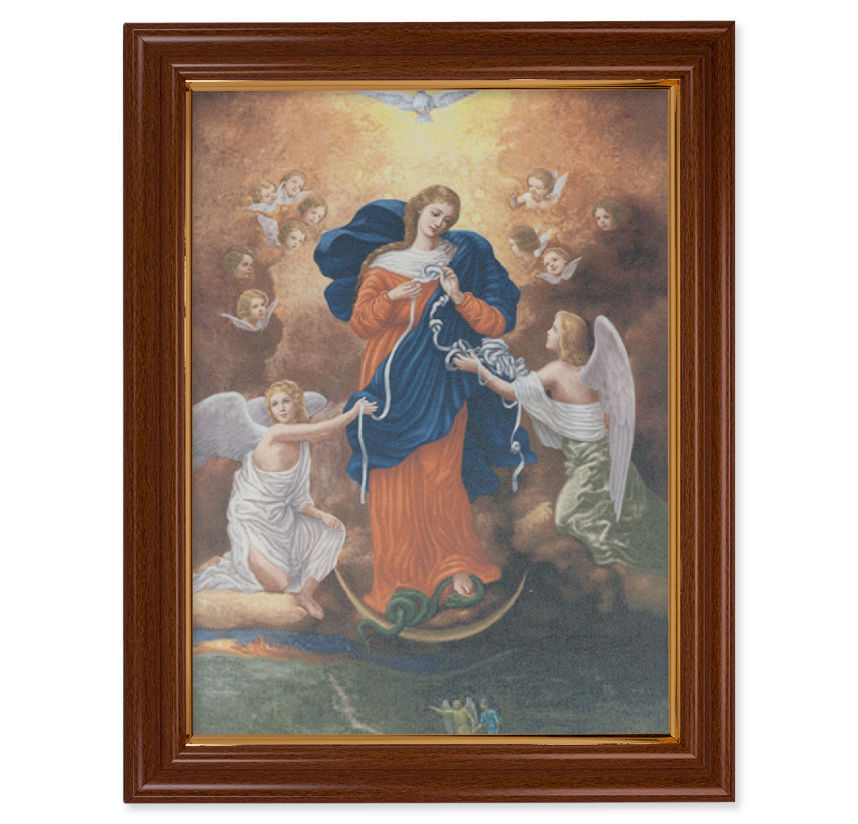 Our Lady Untier of  Knots Walnut Finish Framed Art