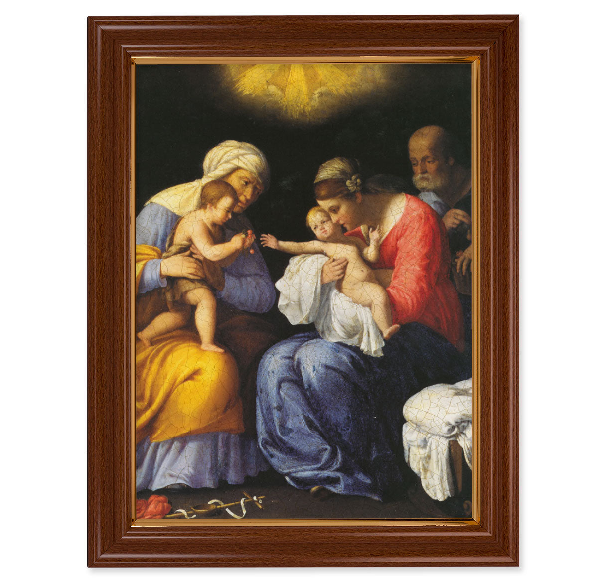 St. Anne, John the Baptist and the Holy Family Walnut Finish Framed Art