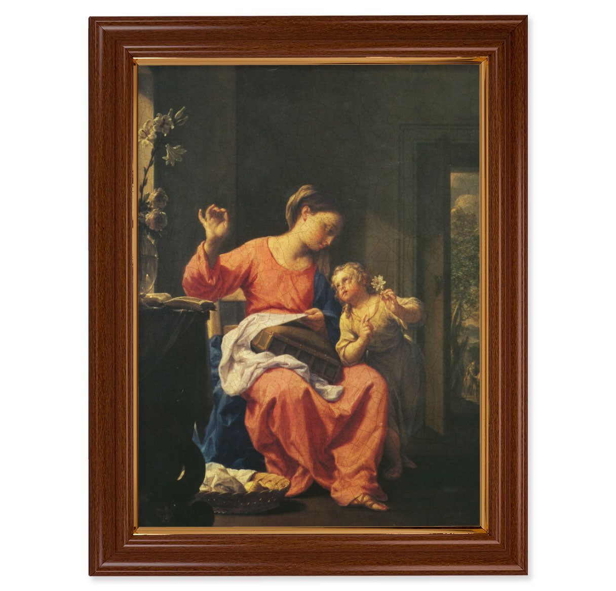 Jesus and Mary Walnut Finish Framed Art