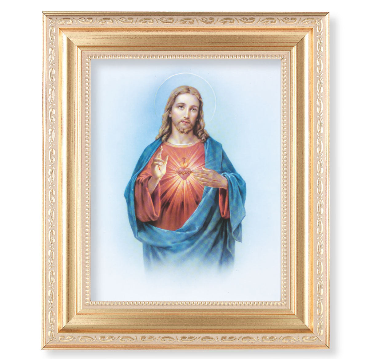 Sacred Heart of Jesus Satin Gold Framed Art