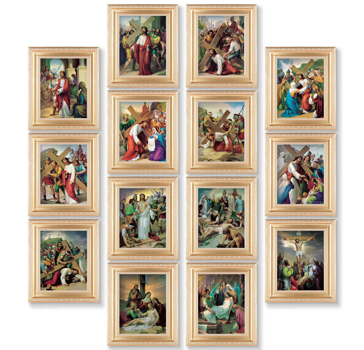 Stations of the Cross Gold Framed Canvas
