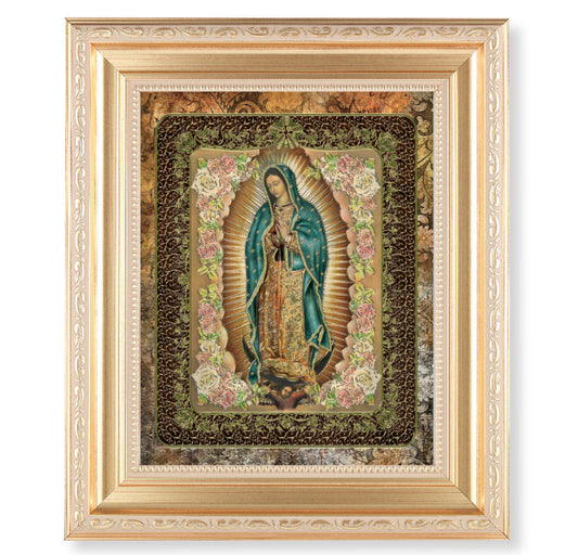 Our Lady of Guadalupe Roses Gold Framed Art