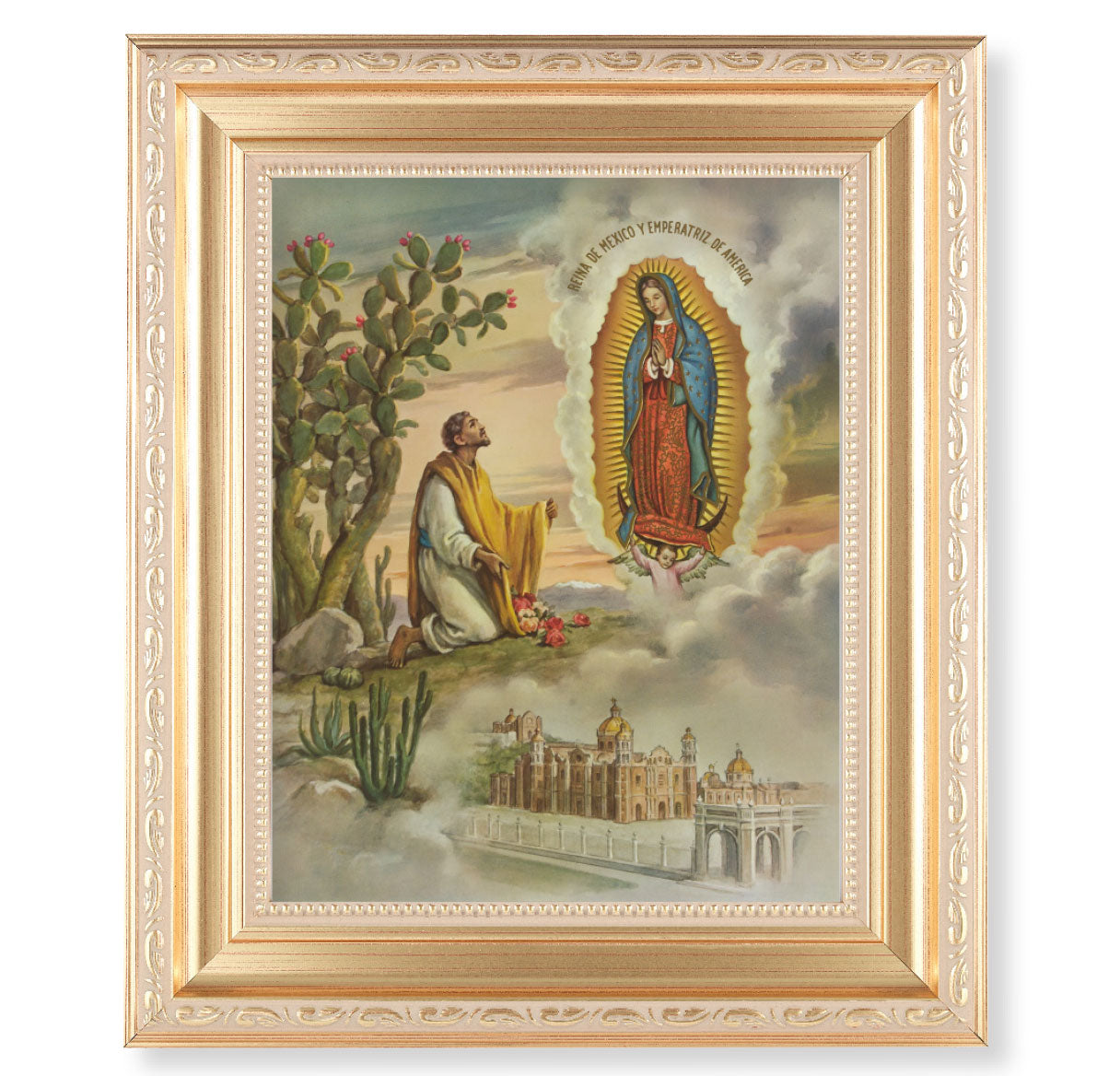 Our Lady of Guadalupe with Juan Diego Gold Framed Art
