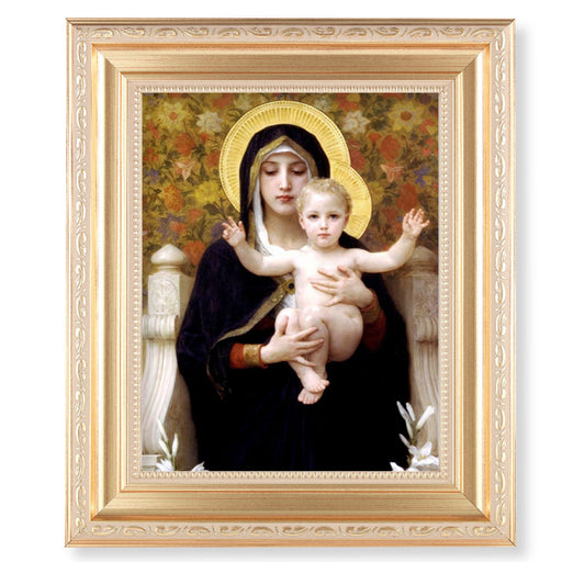 Madonna of the Lilies Gold Framed Art