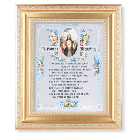 Sacred Heart of Jesus House Blessing Gold Framed Art