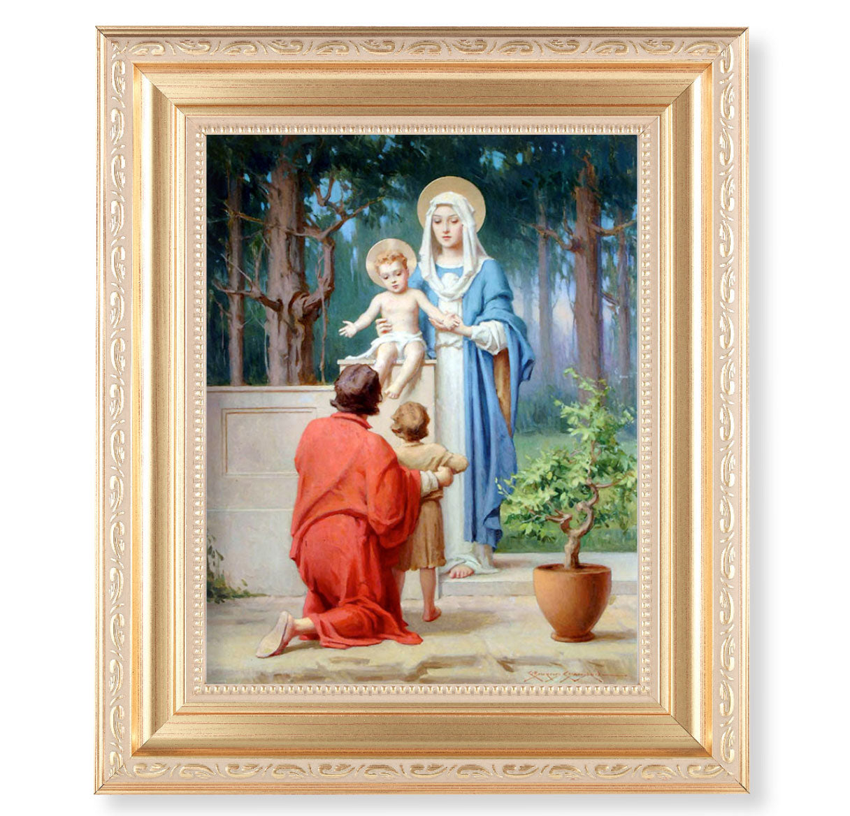 Holy Family with St. John the Baptist Gold Framed Art