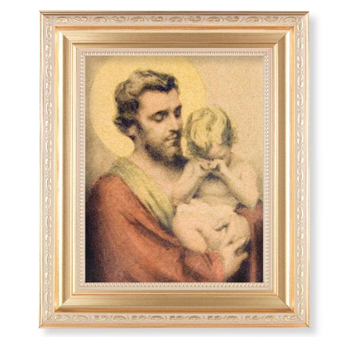 St. Joseph with Crying Jesus Gold Framed Art