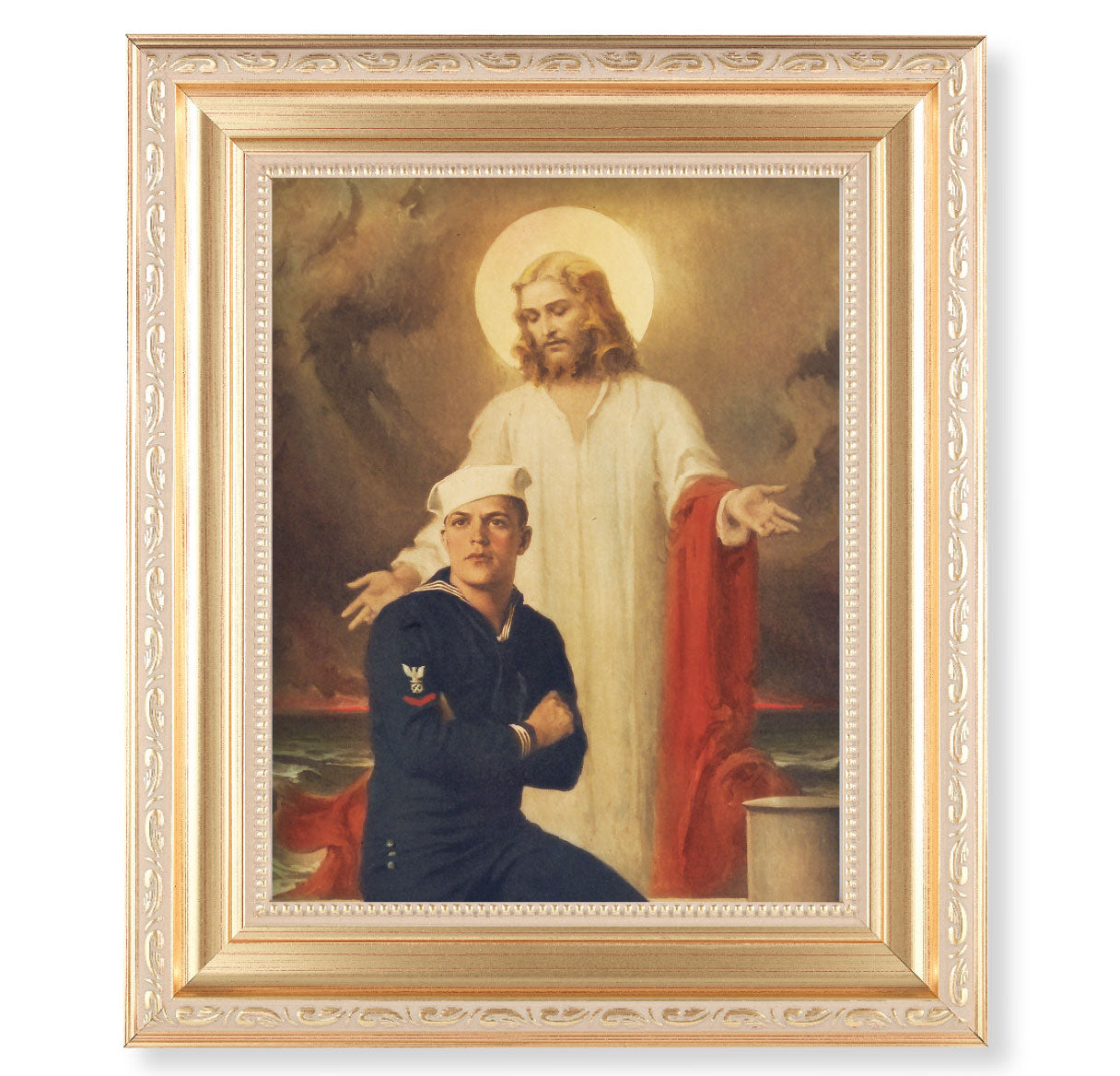 Jesus with Sailor Gold Framed Art