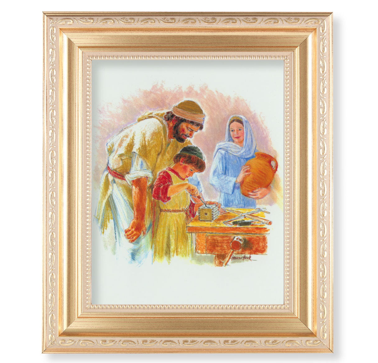 Jesus the Carpenter Gold Framed Art