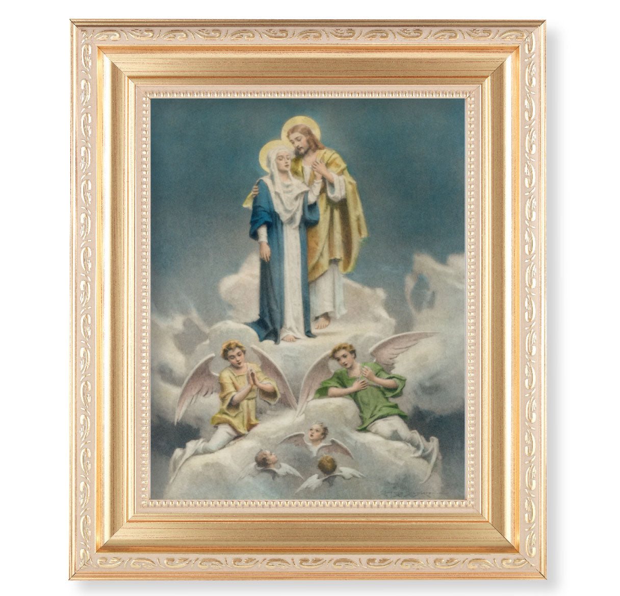Jesus and Mary Gold Framed Art