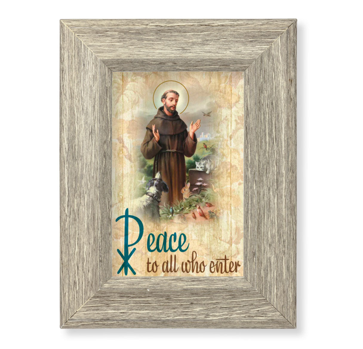 St. Francis Peace Blessing Gray Framed Art