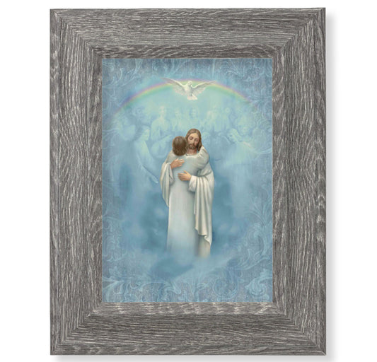 Christ Welcome Home Gray Framed Art