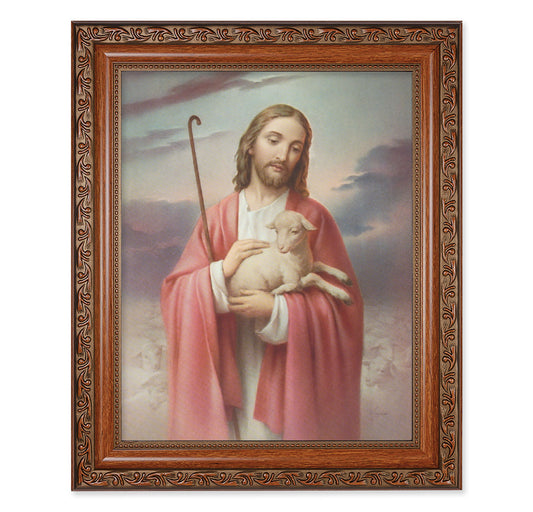 Good Shepherd Mahogany Finished Framed Art
