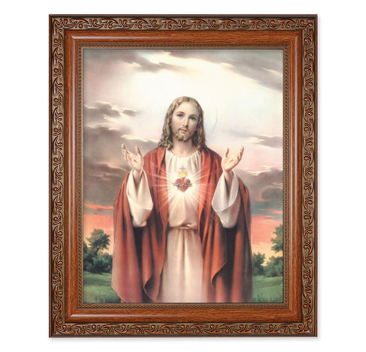 Sacred Heart of Jesus Mahogany Finished Framed Art