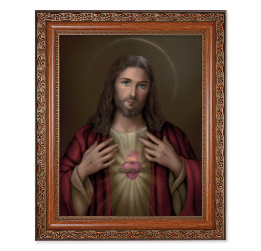 Sacred Heart of Jesus Mahogany Finished Framed Art