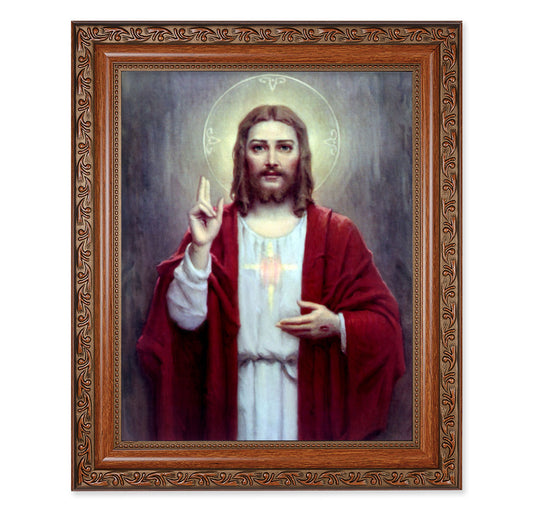 Sacred Heart of Jesus Mahogany Finished Framed Art