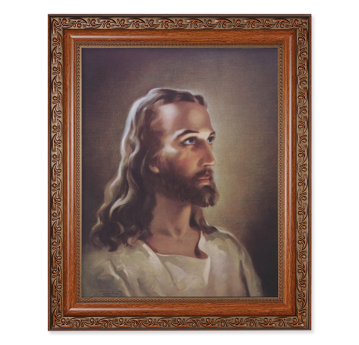 Head of Christ Mahogany Finished Framed Art