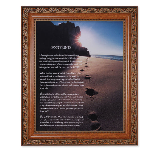 Footprints Mahogany Finished Framed Art