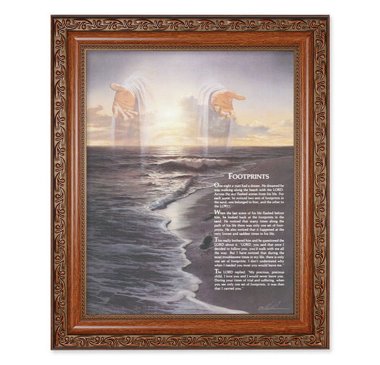 Footprints Mahogany Finished Framed Art