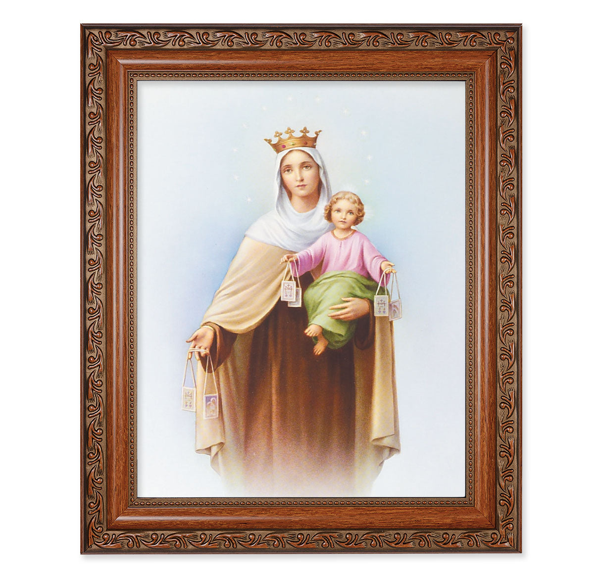 Our Lady of Mount Carmel Mahogany Finished Framed Art