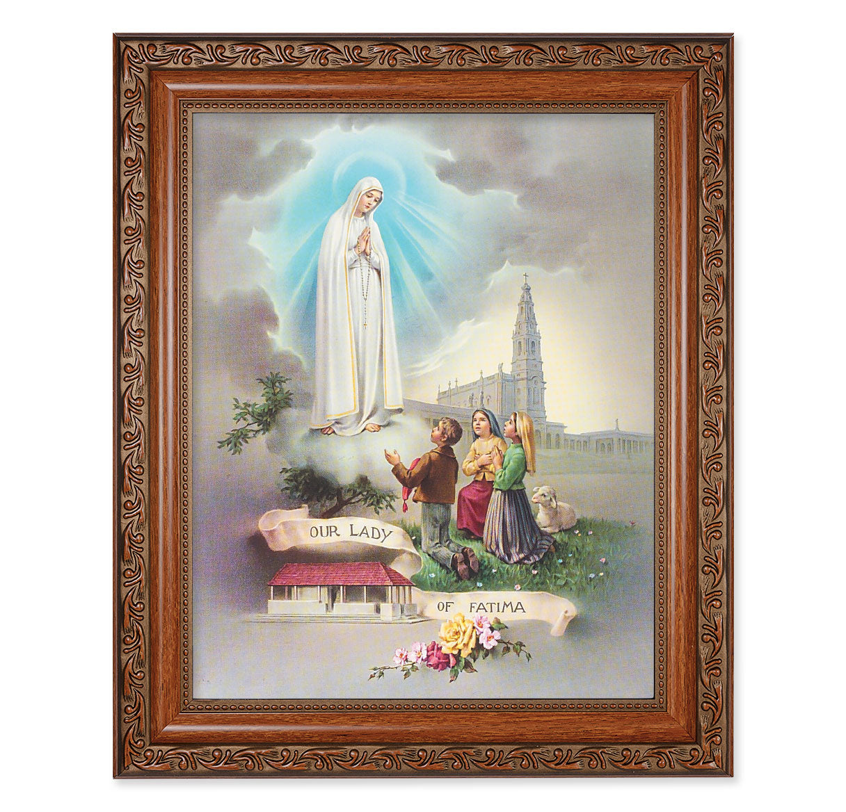 Our Lady of Fatima Mahogany Finished Framed Art