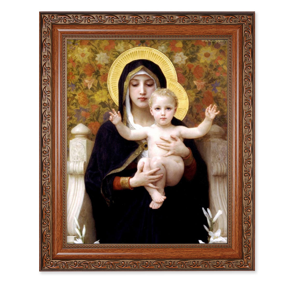 Madonna of the Lilies Mahogany Finished Framed Art