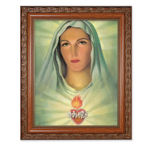Immaculate Heart of Mary Mahogany Finished Framed Art
