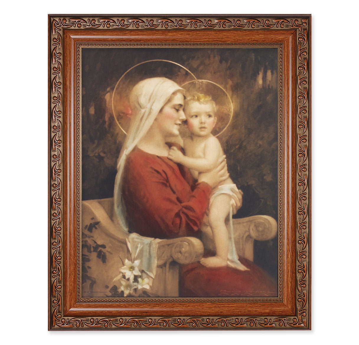 Madonna and Child Mahogany Finished Framed Art