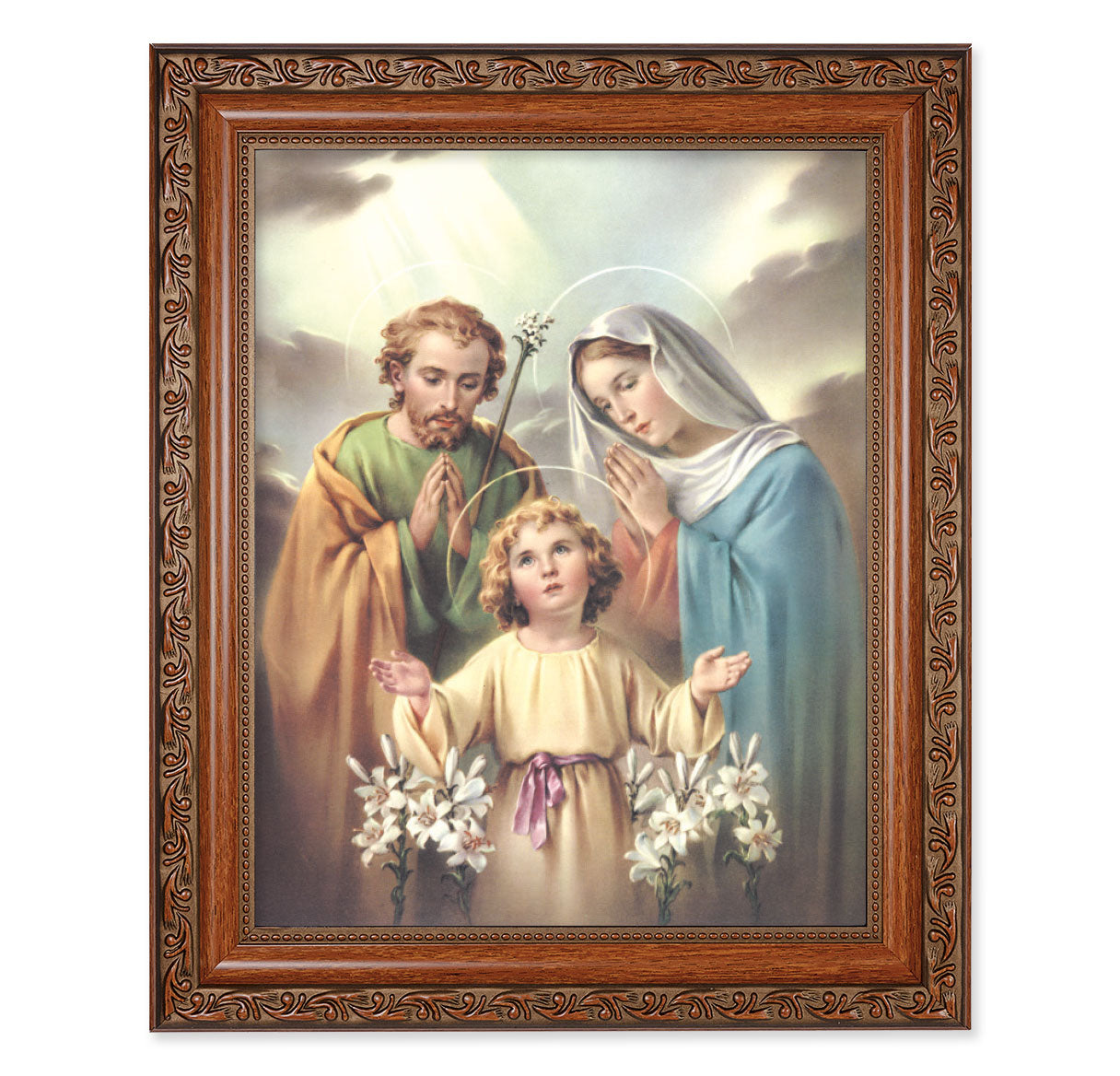 Holy Family Mahogany Finished Framed Art
