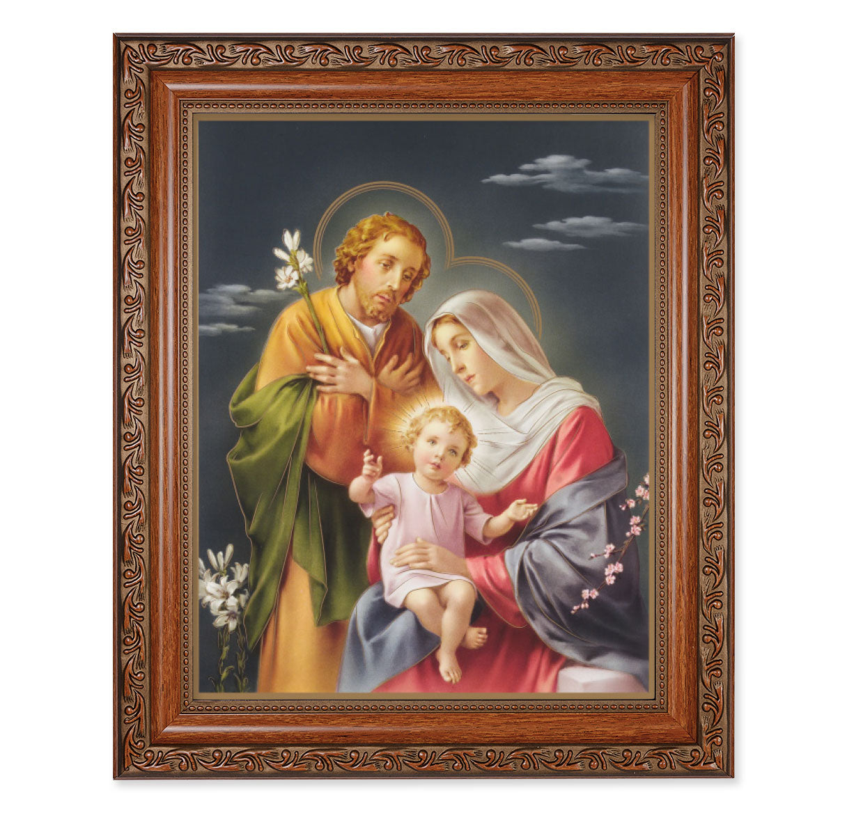 Holy Family Mahogany Finished Framed Art