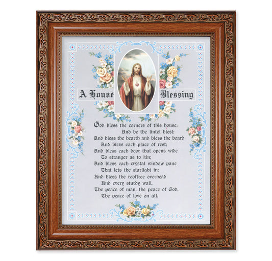 Sacred Heart of Jesus House Blessing Mahogany Finished Framed Art
