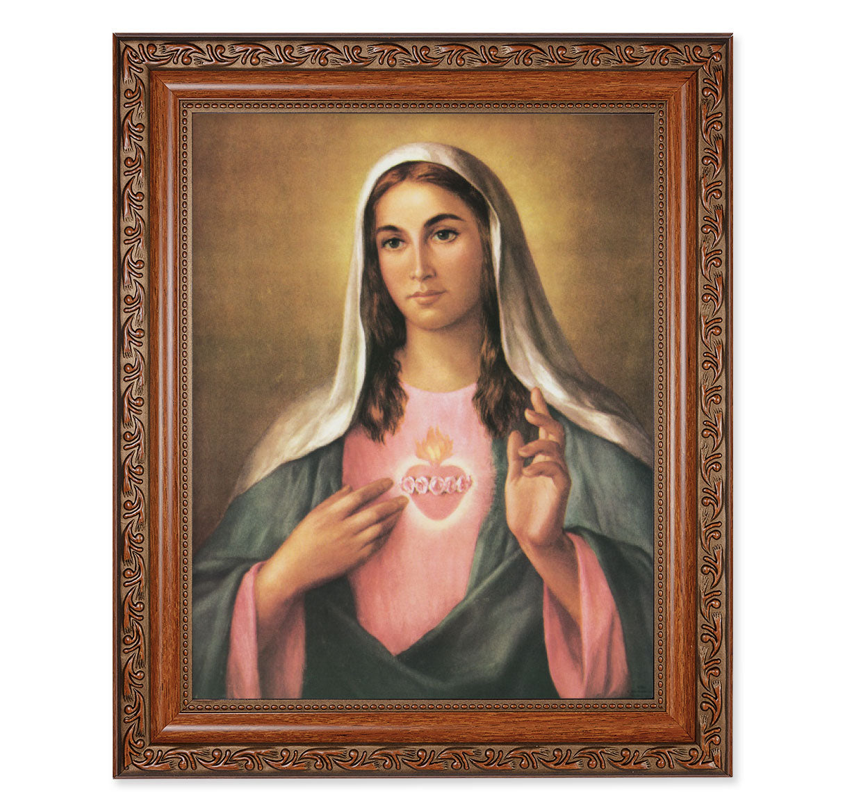 Immaculate Heart of Mary Mahogany Finished Framed Art