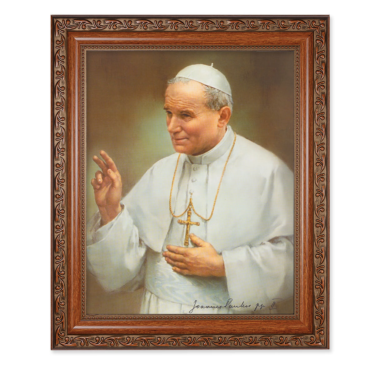 St. Pope John Paul II Mahogany Finished Framed Art