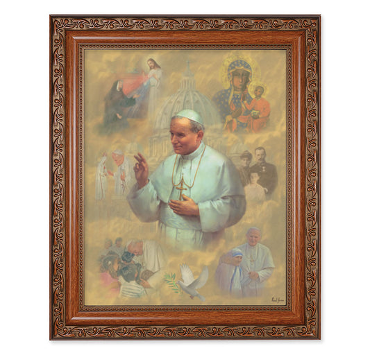 St. Pope John Paul II Mahogany Finished Framed Art