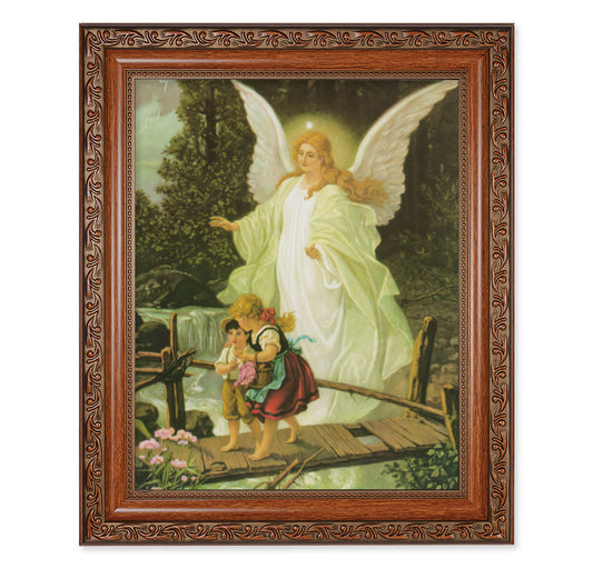 Guardian Angel Mahogany Finished Framed Art