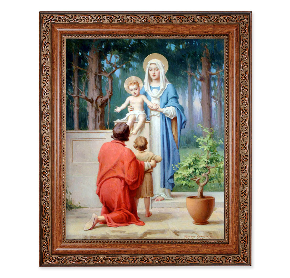 The Holy Family with St. John the Baptist Mahogany Finished Framed Art