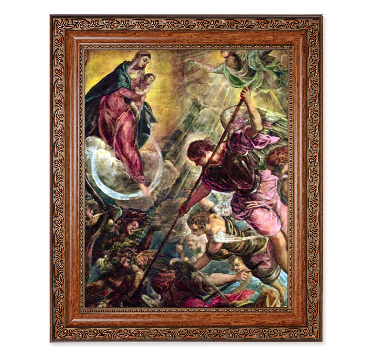 Battle of Archangel St. Michael Mahogany Finished Framed Art