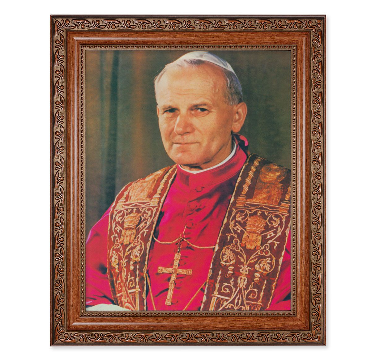 St. Pope John Paul II Mahogany Finished Framed Art