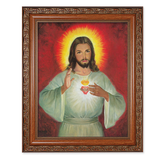 Sacred Heart of Jesus Mahogany Finished Framed Art