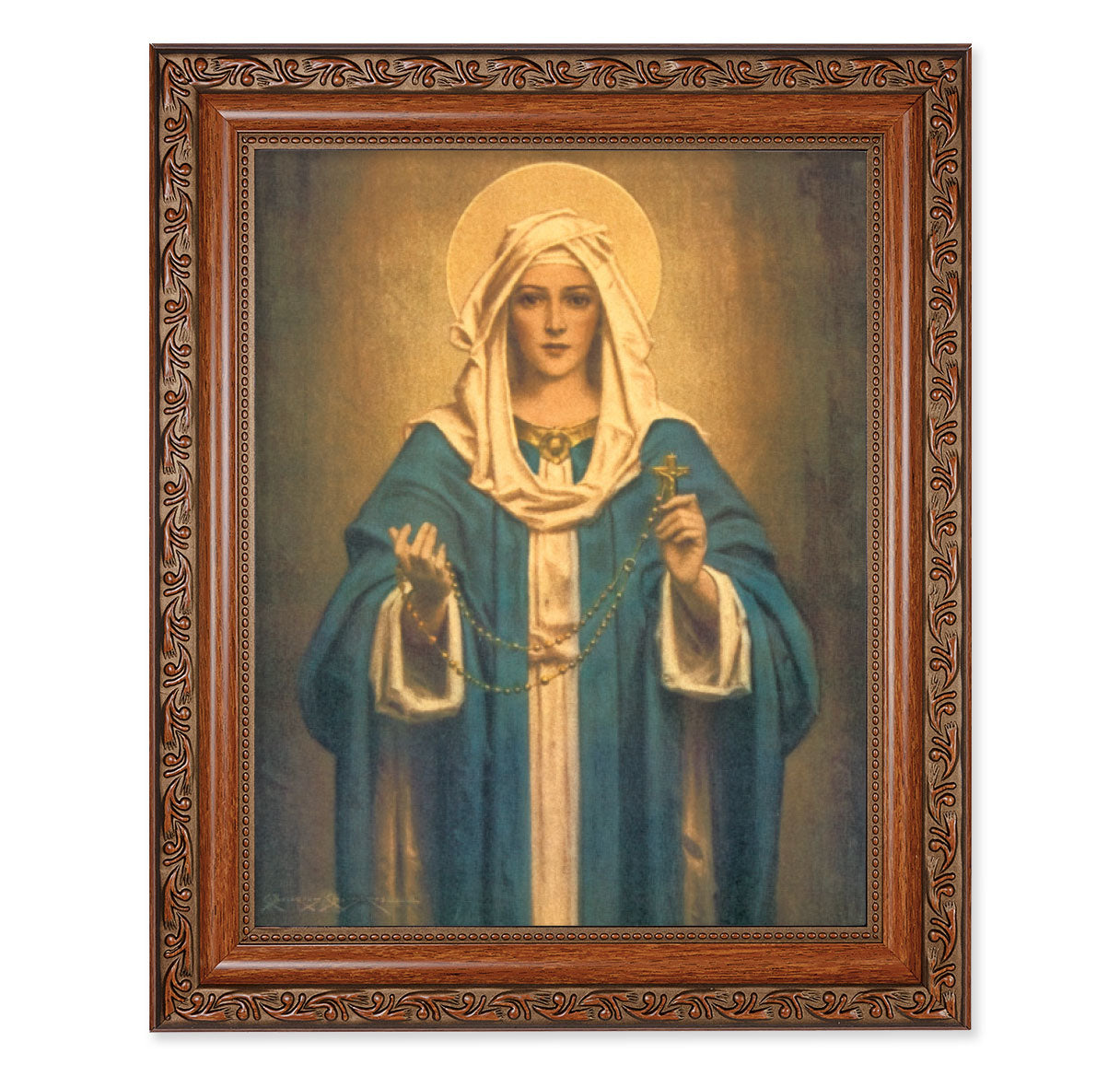Our Lady of the Rosary Mahogany Finished Framed Art