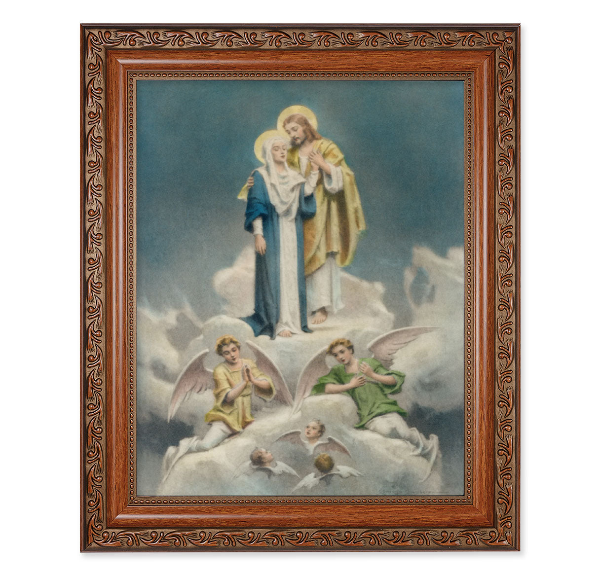 Jesus and Mary Mahogany Finished Framed Art