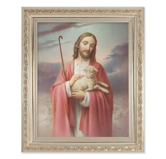 Good Shepherd Antique Silver Framed Art